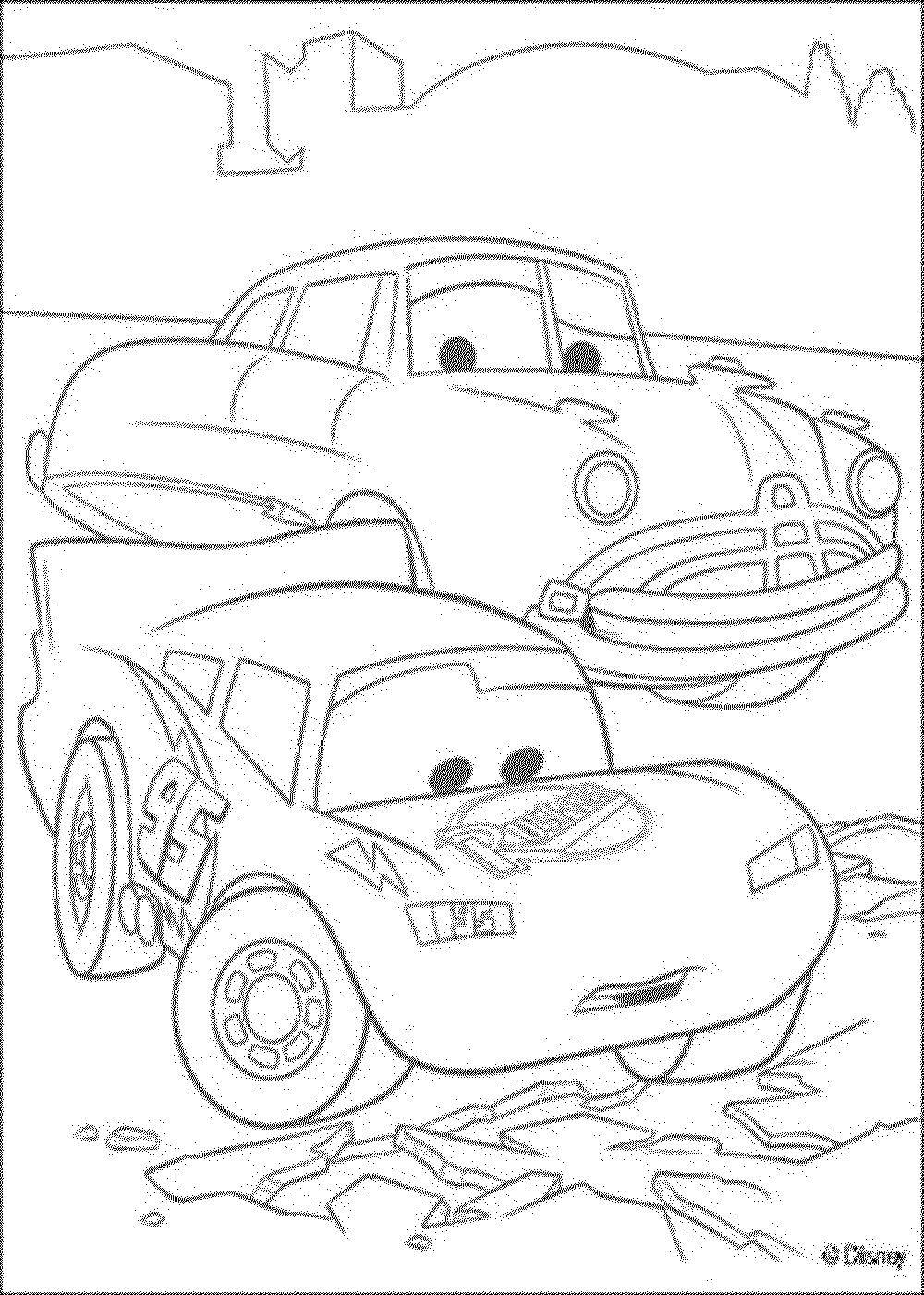Coloring Lightning McQueen and Doc Hudson. Category Wheelbarrows. Tags:  lightning McQueen, Doc Hudson, cars.