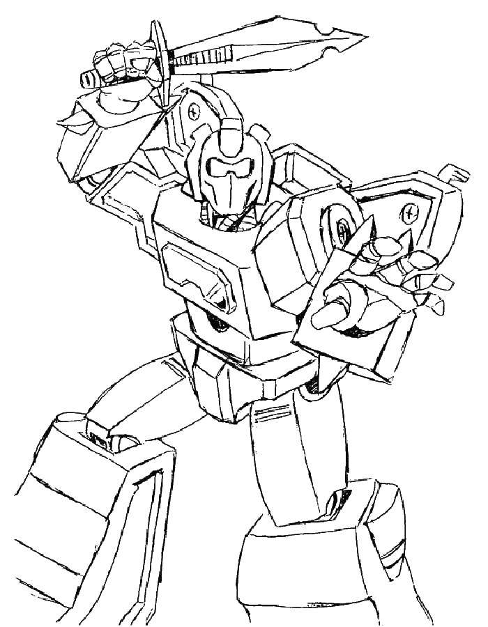 Coloring Transformer sword. Category transformers. Tags:  transformer, sword, robot.