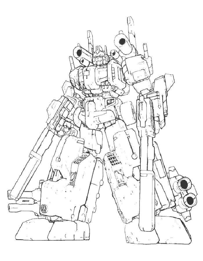 Название: Раскраска Трансформер с оружием. Категория: трансформеры. Теги: трансформер, робот, машина.