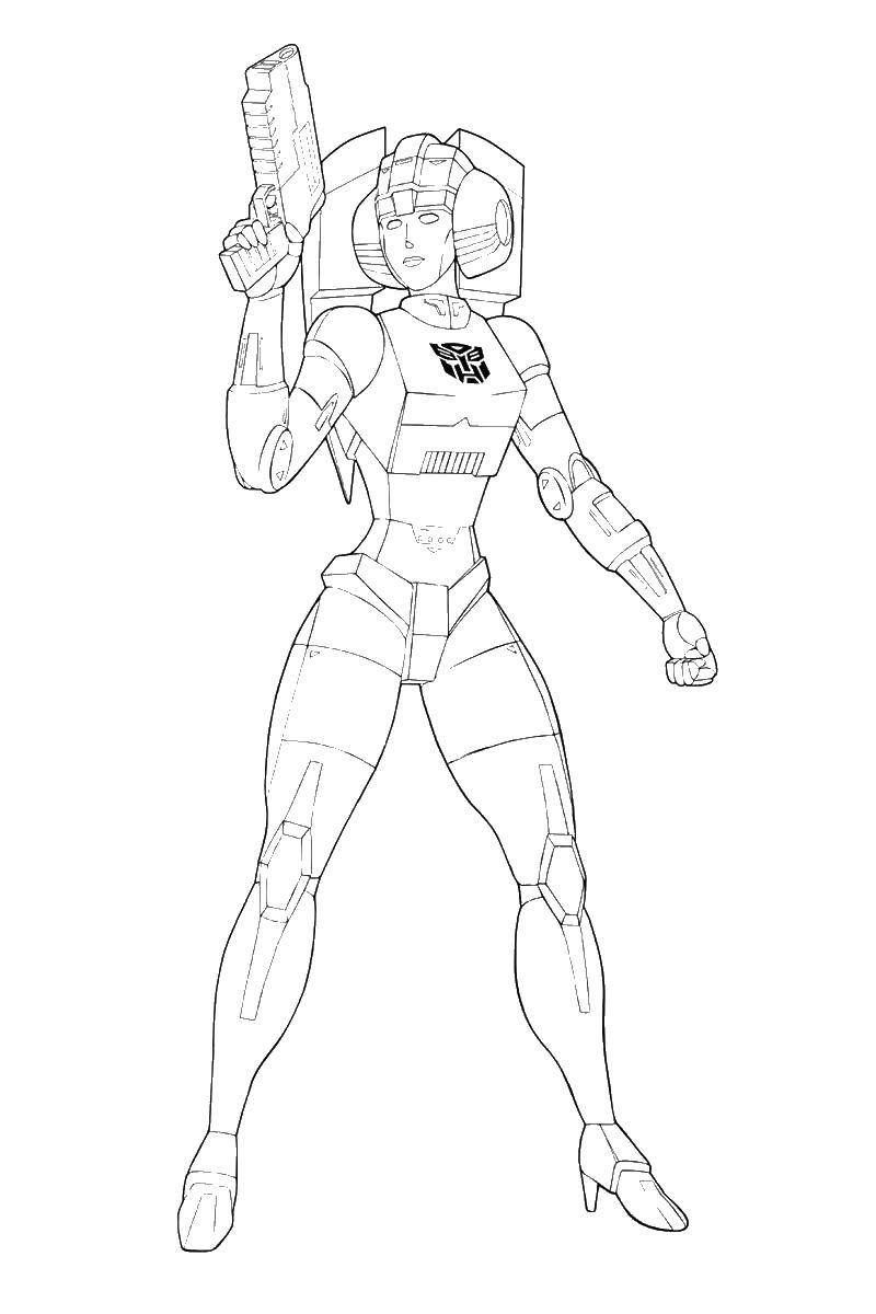 Coloring Autobot girl. Category transformers. Tags:  Autobot, transformer.