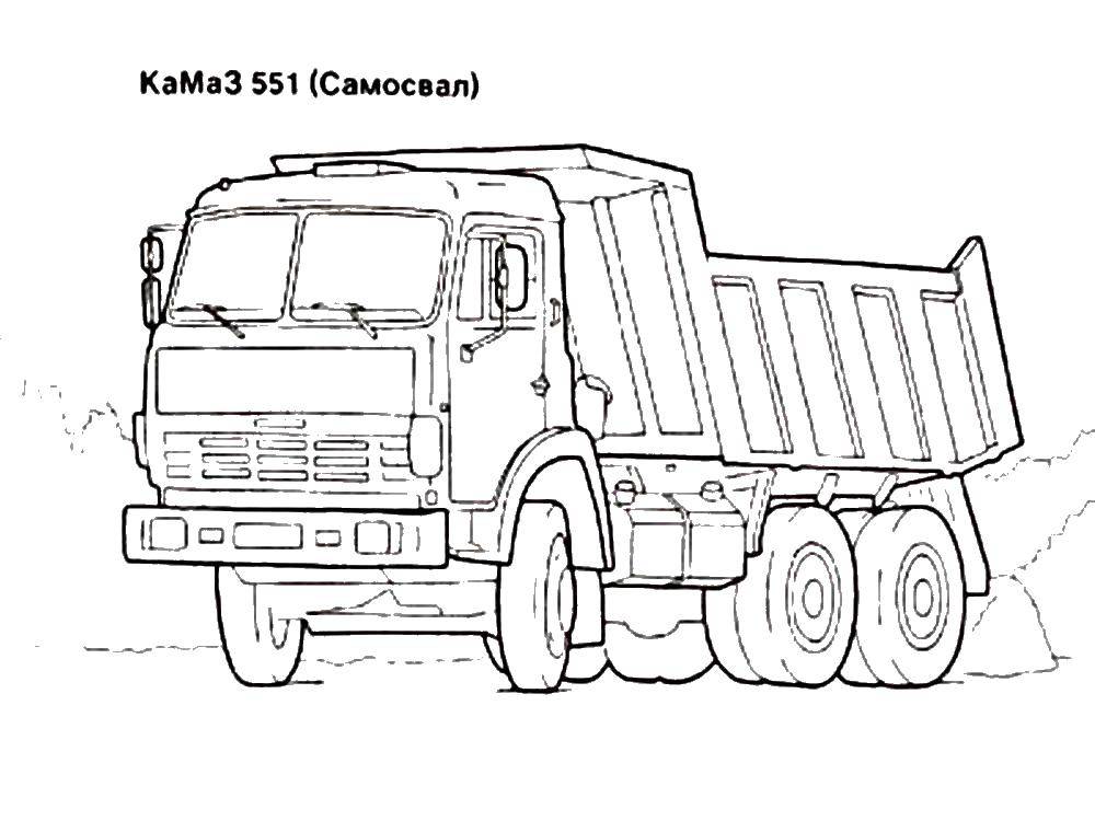 Coloring KAMAZ 551(dump truck). Category machine . Tags:  machinery, transportation.