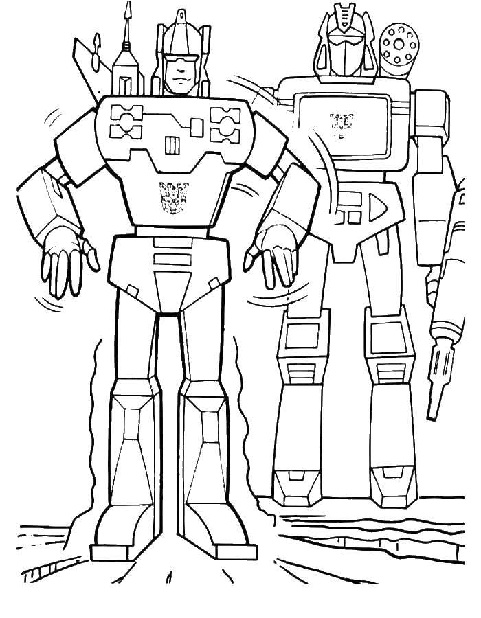 Coloring Transformers with weapons at the ready. Category transformers. Tags:  transformers, Autobots.