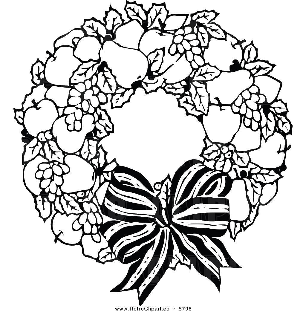 Coloring Pears and apples. Category coloring. Tags:  wreath, pears, apples.