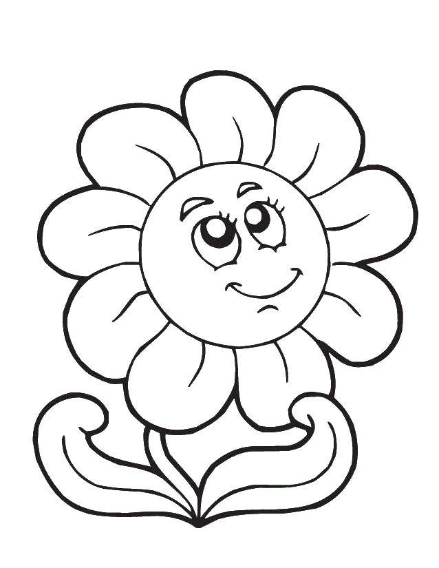Coloring Flower looking up. Category Coloring pages for kids. Tags:  Flowers.