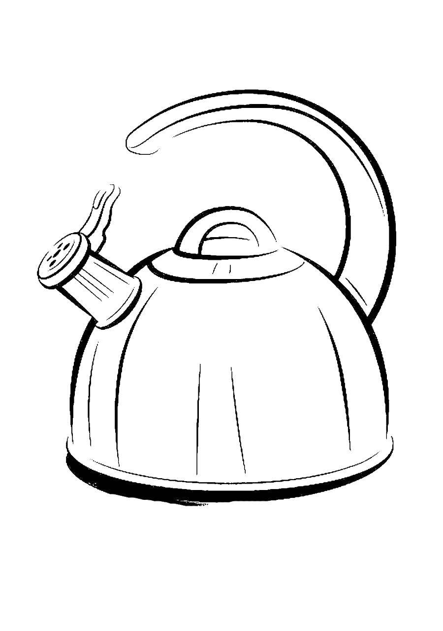 Coloring Boiling kettle. Category kettle. Tags:  Crockery, kettle, glass.