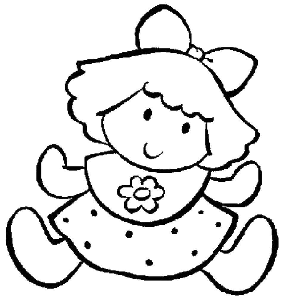 Coloring Doll with bow. Category toys. Tags:  doll, dress, bow.