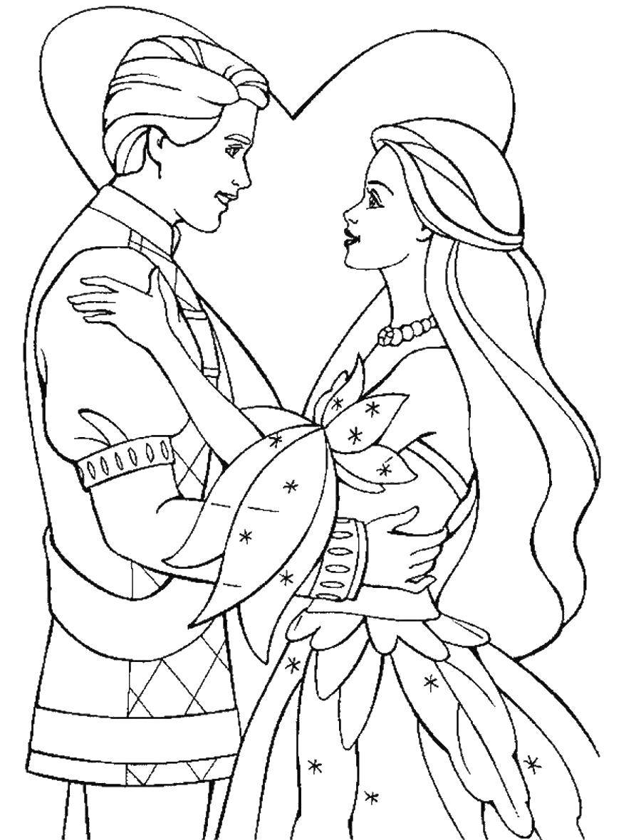 Coloring The love of the Prince and Princess. Category Princess. Tags:  Princess , Prince, love.