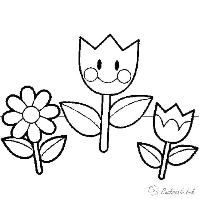 Coloring Tulip cutie. Category coloring for little ones. Tags:  Flowers, tulips.