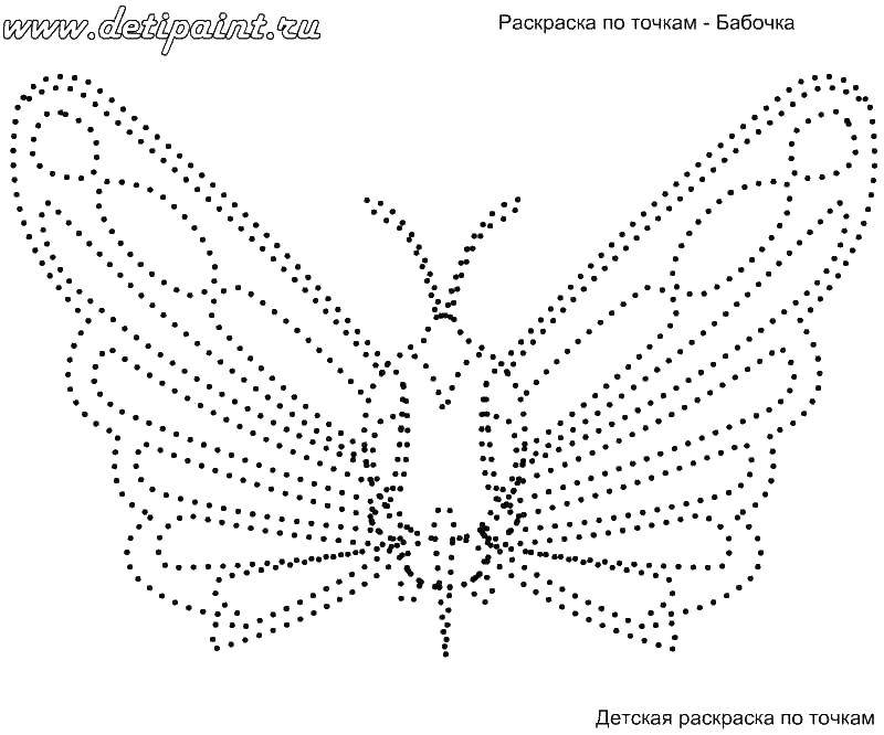 Coloring Butterfly points. Category coloring points. Tags:  butterfly, dots, coloring.