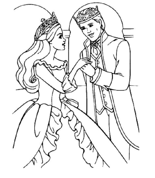 Coloring Prince and Princess. Category Wedding. Tags:  Prince, Princess, wedding.