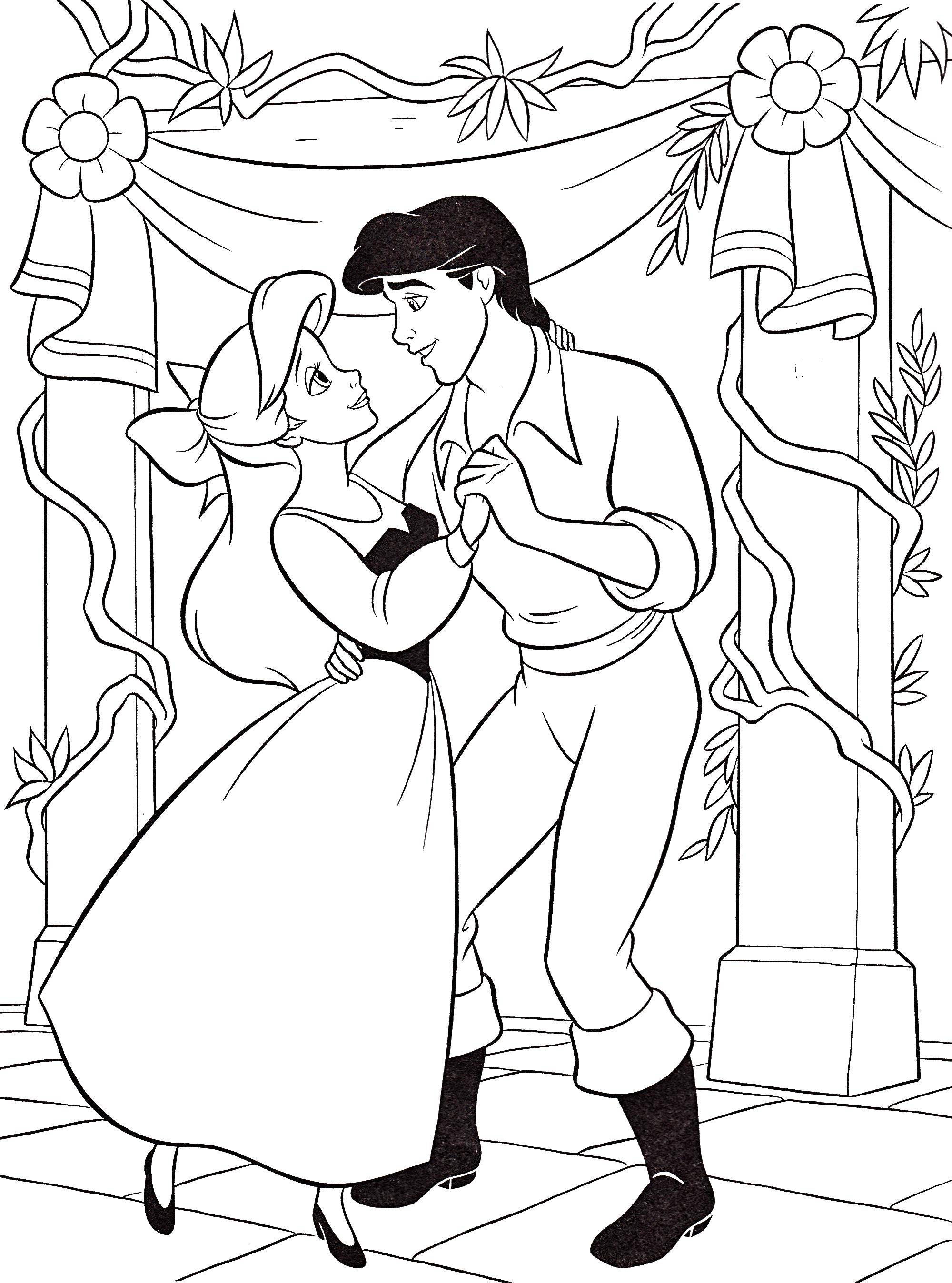 Coloring The Prince with Cinderella. Category Disney cartoons. Tags:  the Prince, Cinderella.