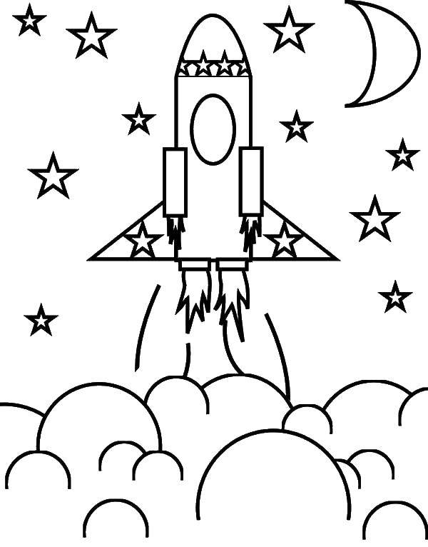 Coloring Blast-off. Category rockets. Tags:  rockets, sky, star.