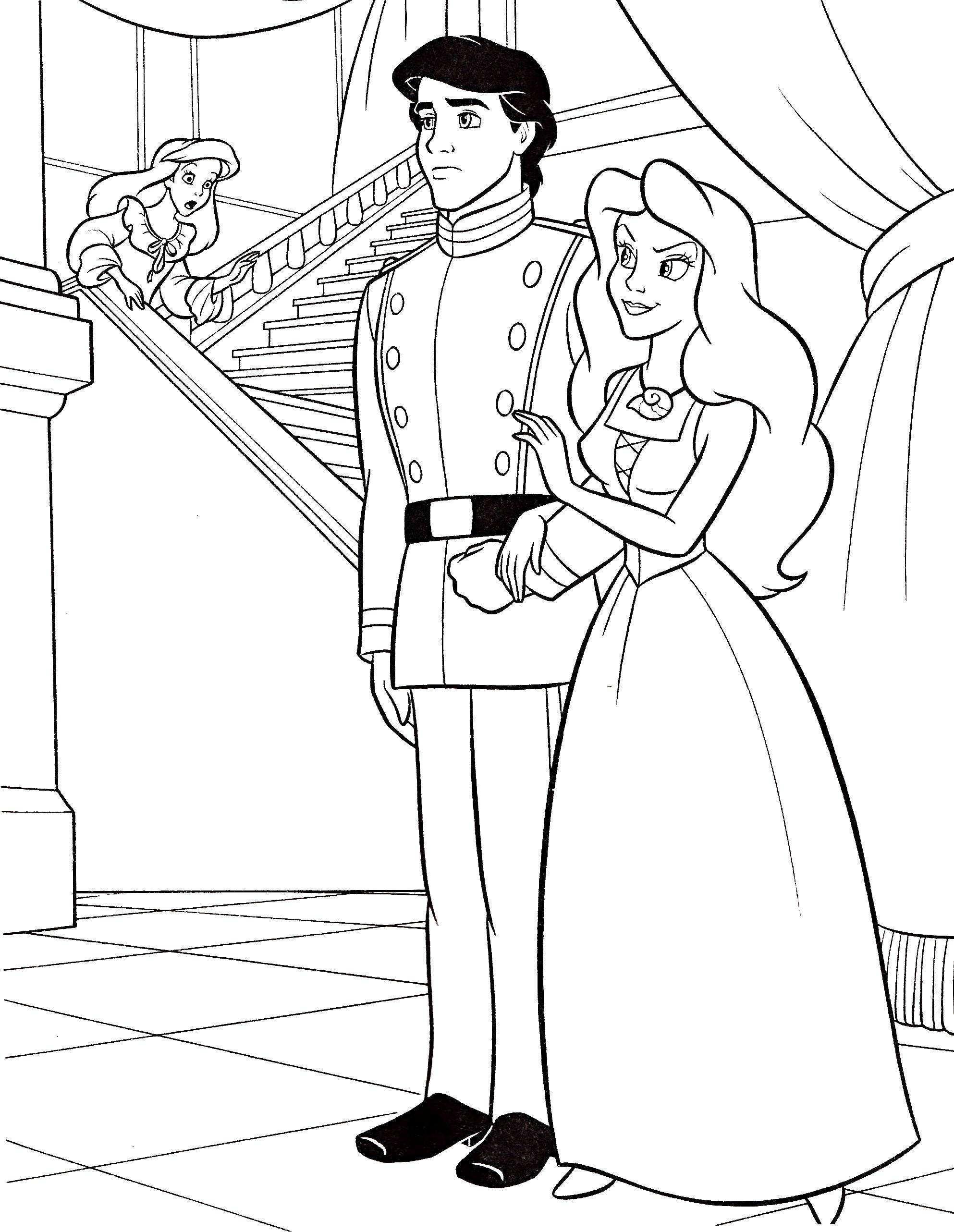 Coloring The evil stepmother and the Prince. Category Disney cartoons. Tags:  the Prince, Cinderella, stepmother.
