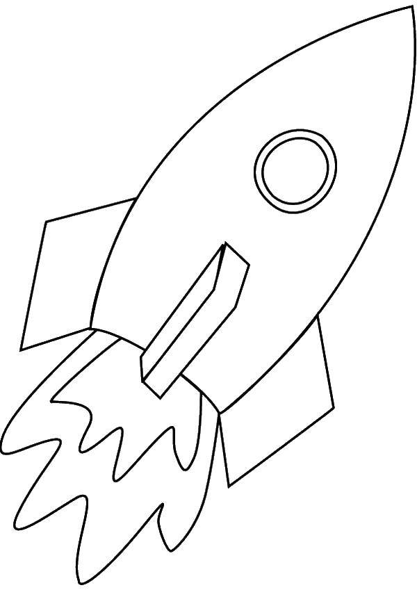 Coloring The contour of the rocket. Category spaceships. Tags:  rocket, fire, window.