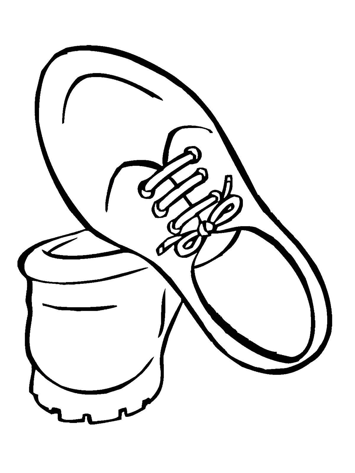 Название: Раскраска Кроссовки на шнурках. Категория: Одежда. Теги: Обувь, кроссовки, шнурки.