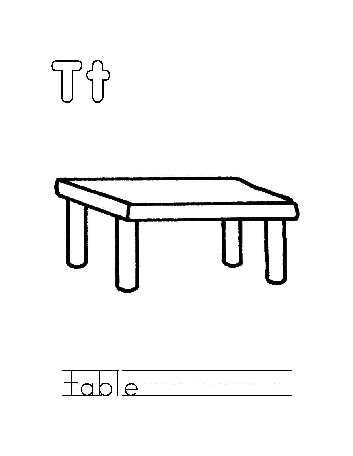 Название: Раскраска Стол. Категория: мебель. Теги: стол, ножки.
