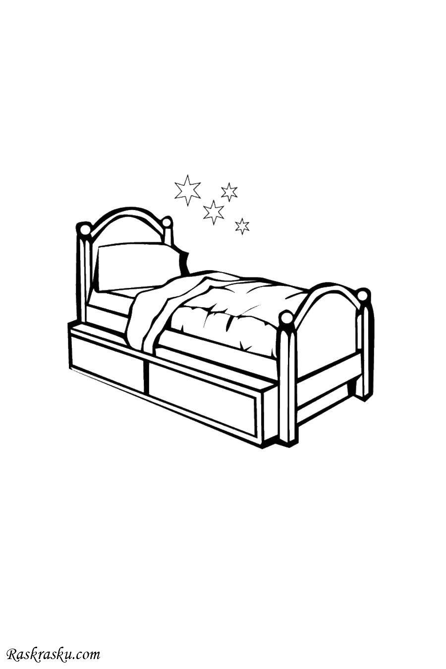 Опис: розмальовки  Ліжко з ковдрою. Категорія: меблі. Теги:  ліжко, ковдра, подушка.