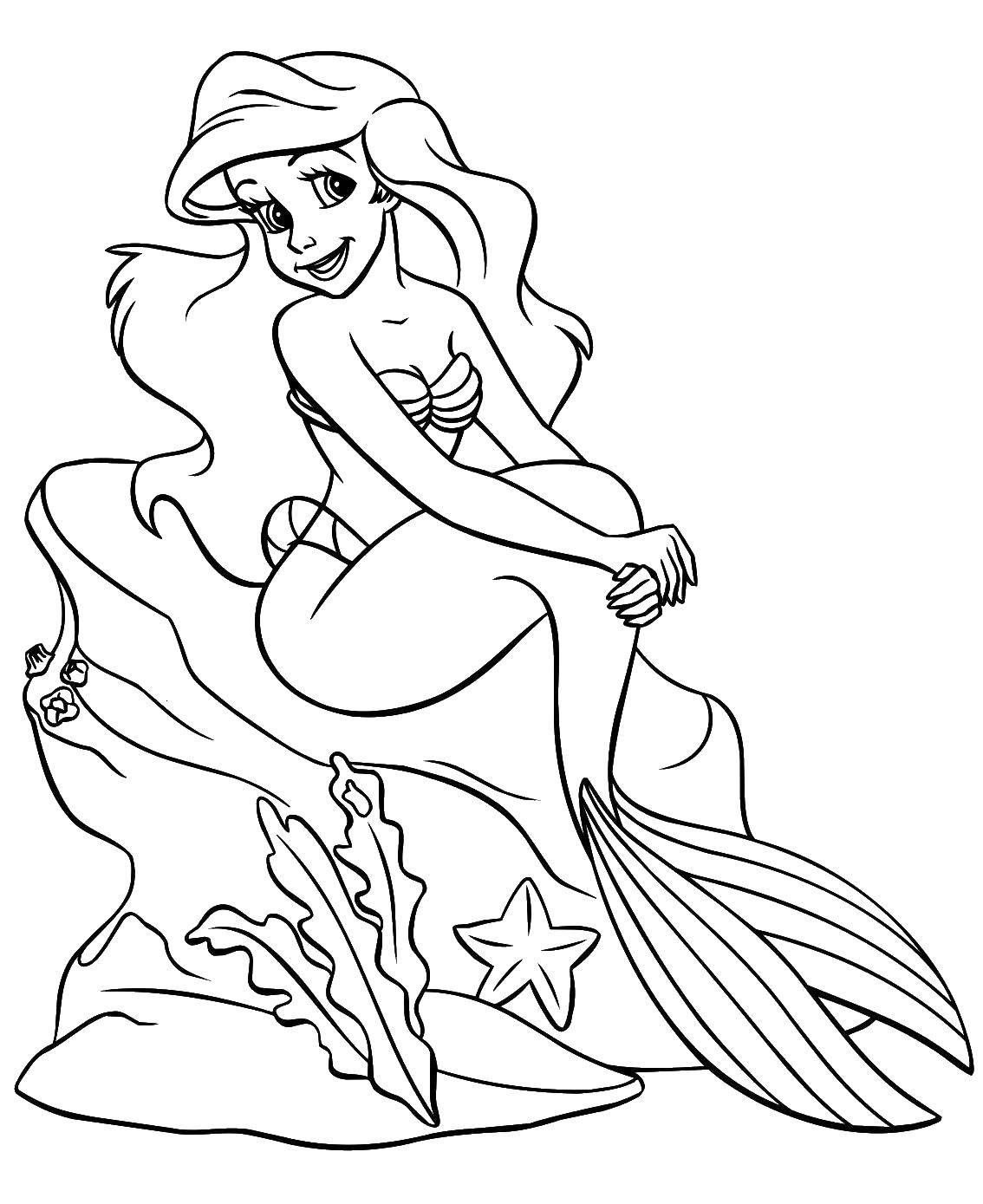 Coloring Ariel and stone. Category the little mermaid Ariel. Tags:  Ariel, stone, mermaid.
