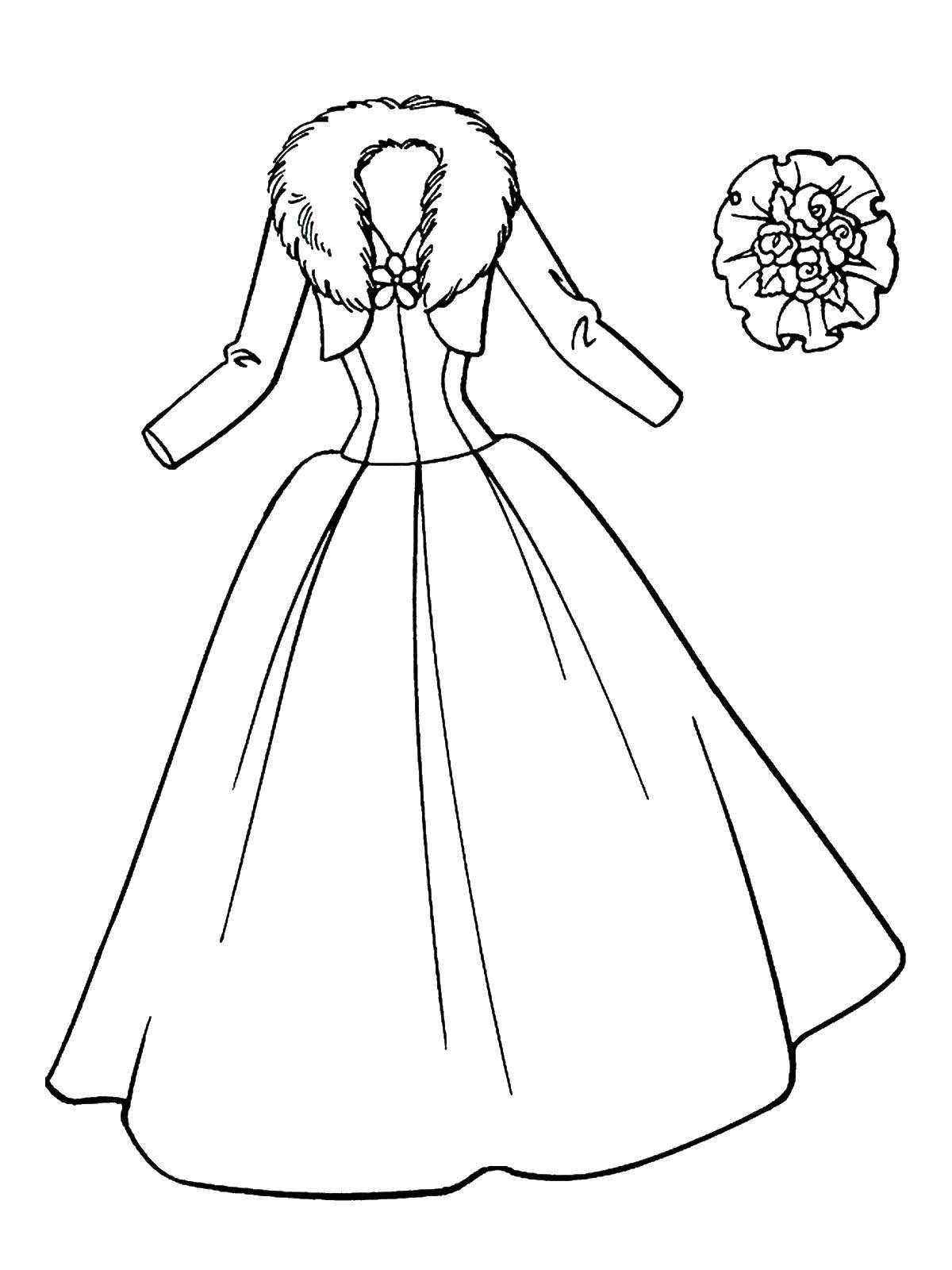 Название: Раскраска Платье и цветы. Категория: одежда. Теги: одежда. платье, цветы.