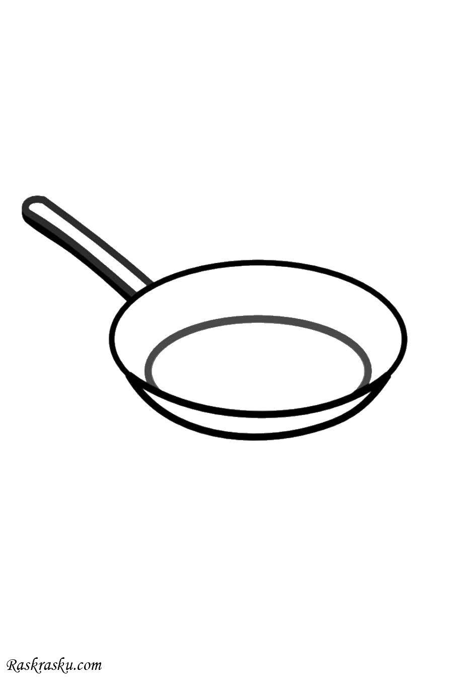 Название: Раскраска Сковородка. Категория: посуда. Теги: сковородка, ручка.