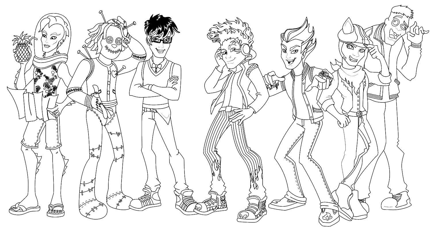 Coloring The boys from monster high. Category Monster high. Tags:  Monster high boys.