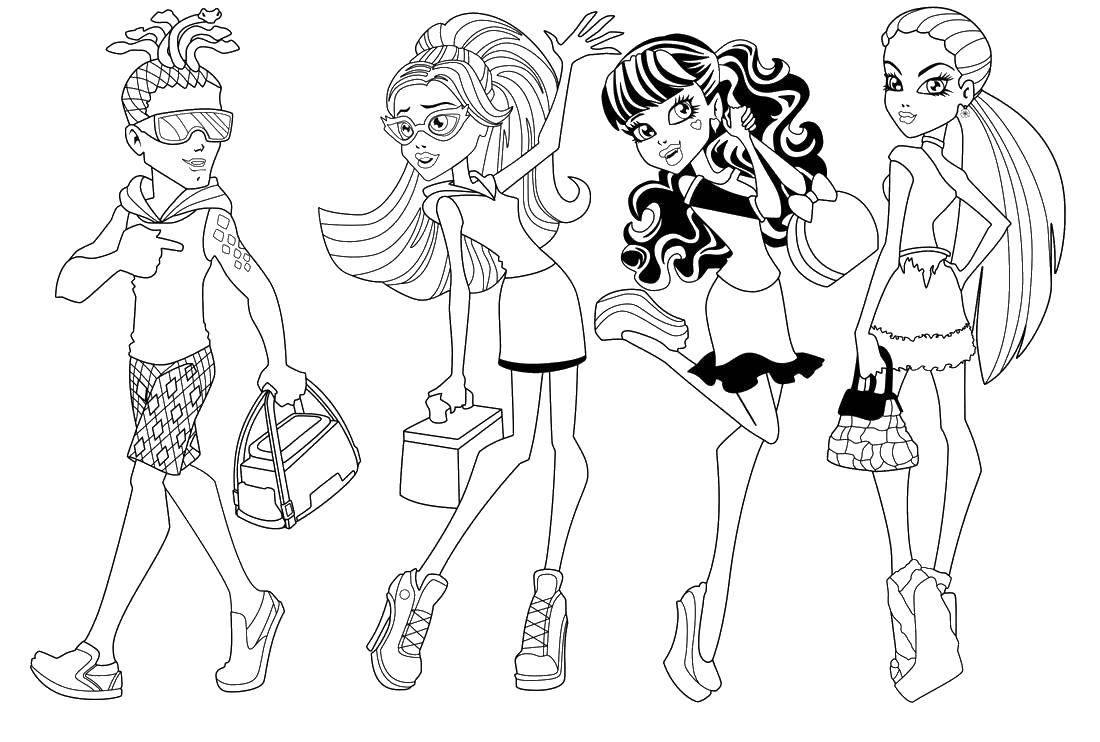 Coloring Girlfriends from monster high. Category Monster high. Tags:  Monster high girls.