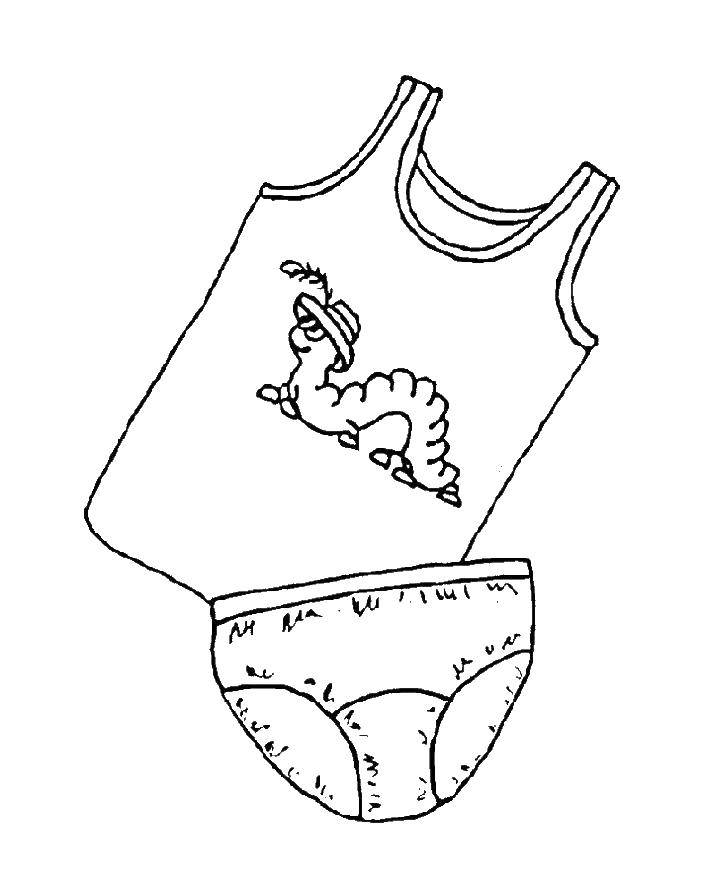 Название: Раскраска Детская одежда с рисунком гусеницы. Категория: одежда. Теги: Одежда, дети, майка, гусеница.