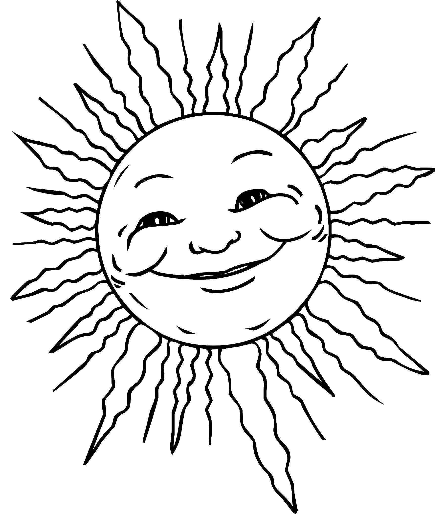 Название: Раскраска Жаркое солнце. Категория: раскраски. Теги: солнце.