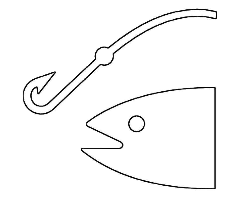 Название: Раскраска Голова рыбы и крючок. Категория: Контуры рыбы для вырезания. Теги: голова, рыба, крючок.