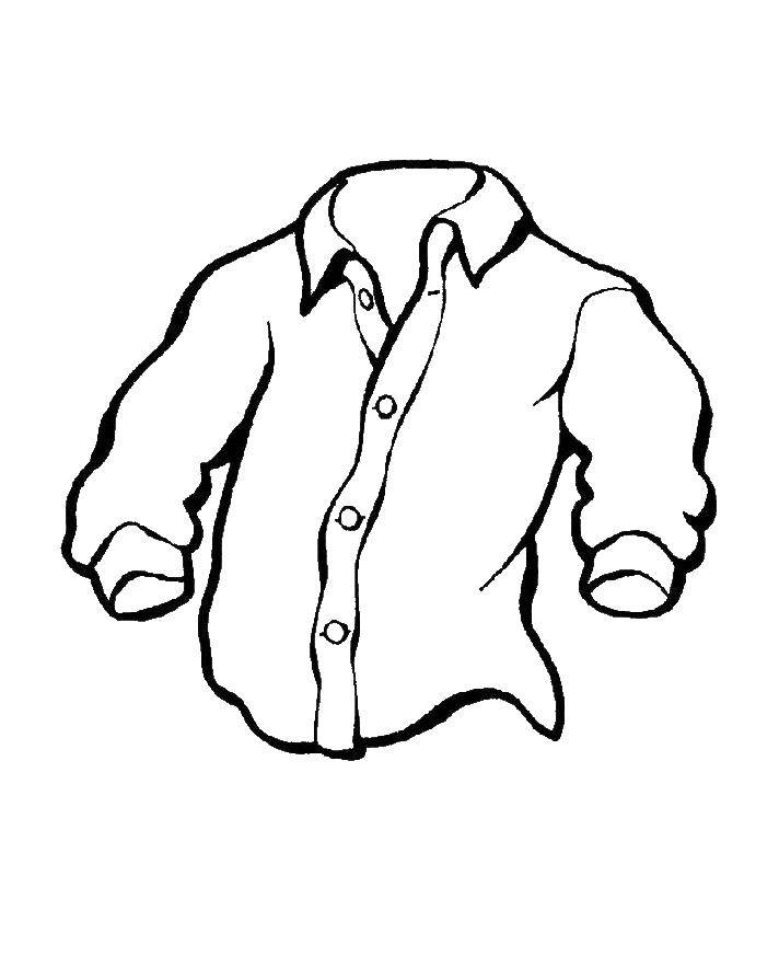 Название: Раскраска Мужская рубашка на пуговицах. Категория: одежда. Теги: Одежда, мужская, рубашка.