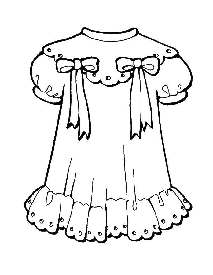 Название: Раскраска Платье для девочек с бантиками. Категория: одежда. Теги: Одежда, платье.