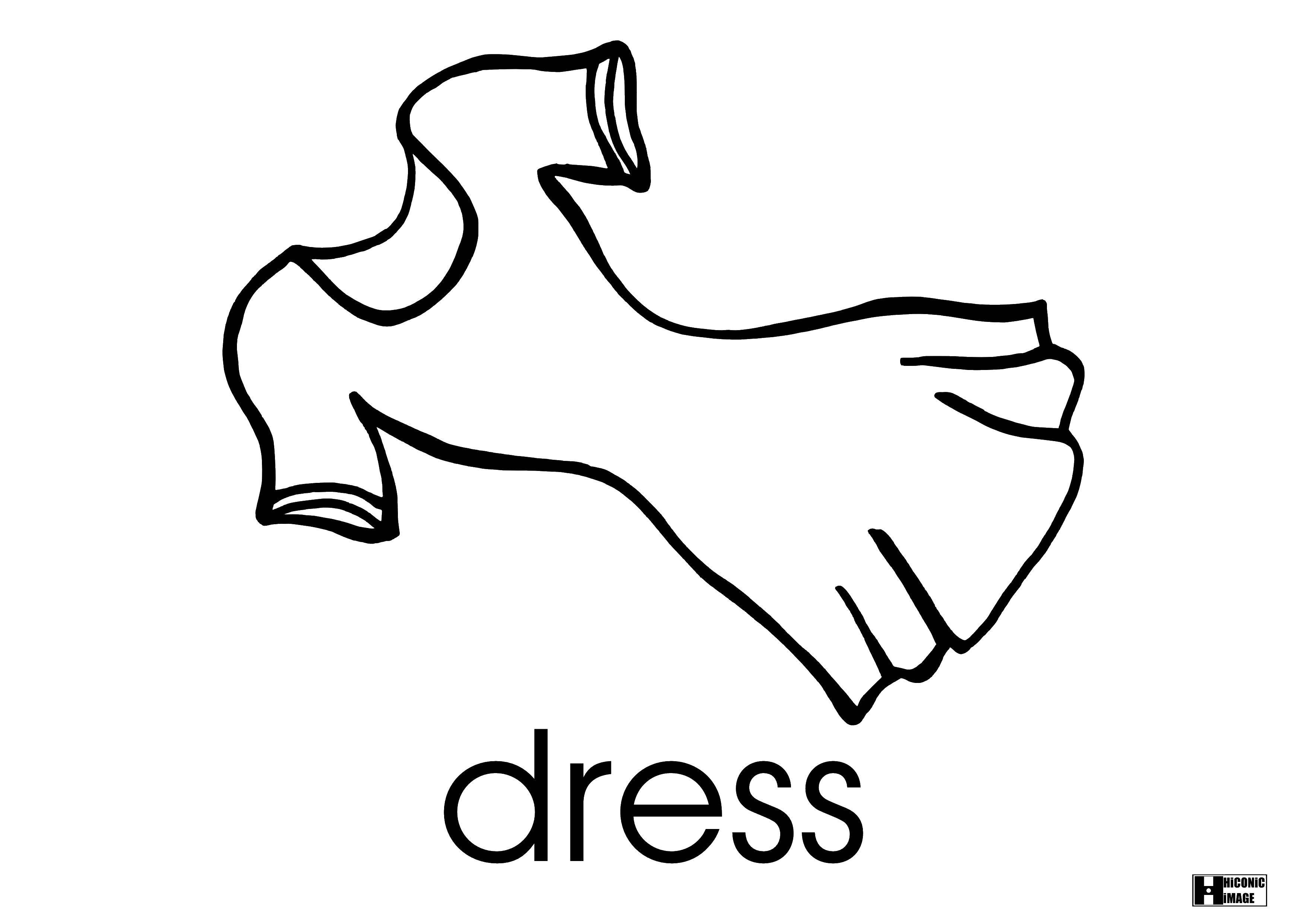 Coloring Dress at English. Category skirt. Tags:  dress, English.