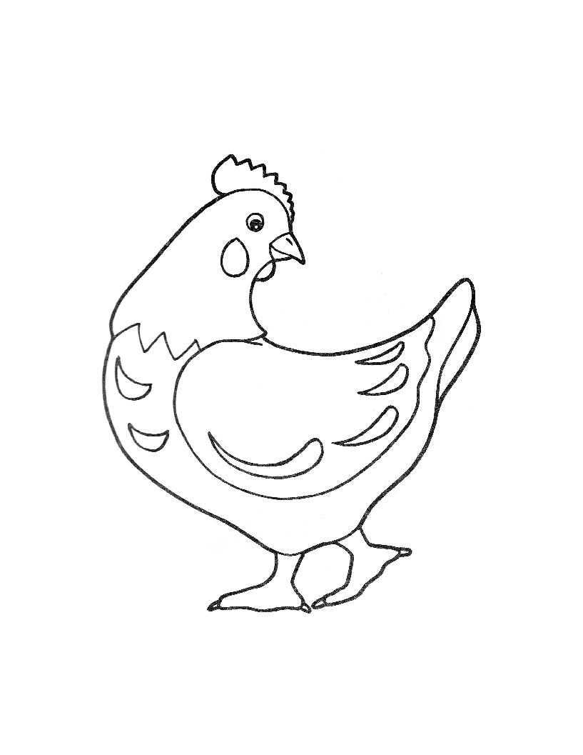 Название: Раскраска Рисунок курицы. Категория: домашние животные. Теги: Курица.