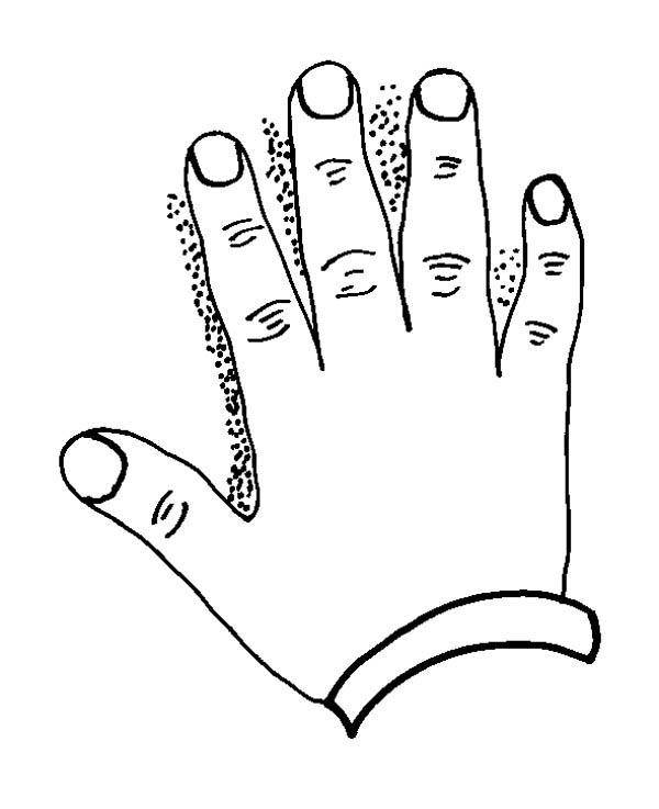Название: Раскраска Рука и пальцы. Категория: Контур руки и ладошки для вырезания. Теги: ладонь, пальцы.