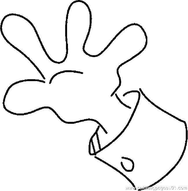 Coloring Hand and sleeve. Category The contour of the hands and palms to cut. Tags:  the palm, fingers.