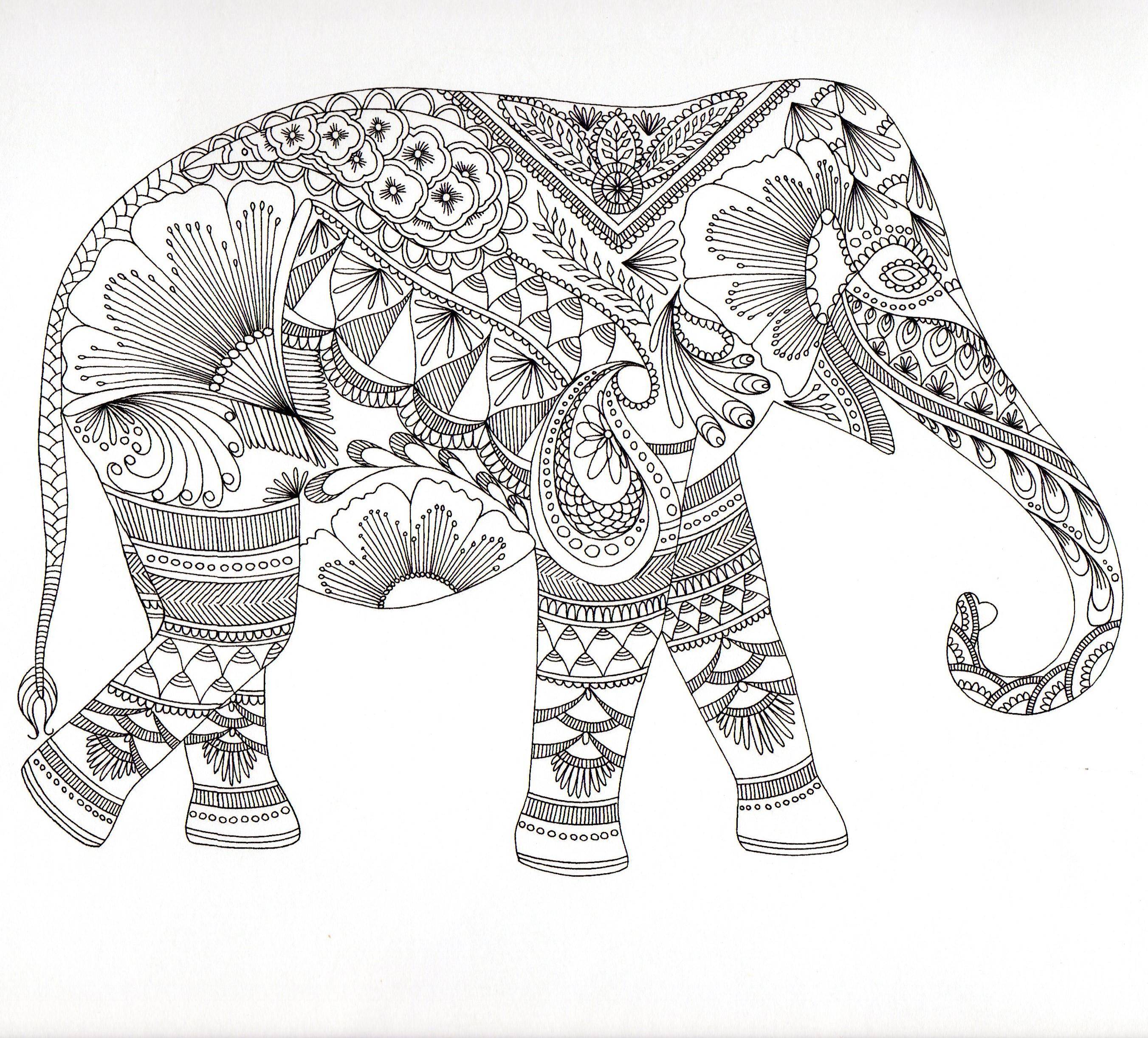Название: Раскраска Слон и узоры. Категория: Животные. Теги: слон, узоры, хобот.