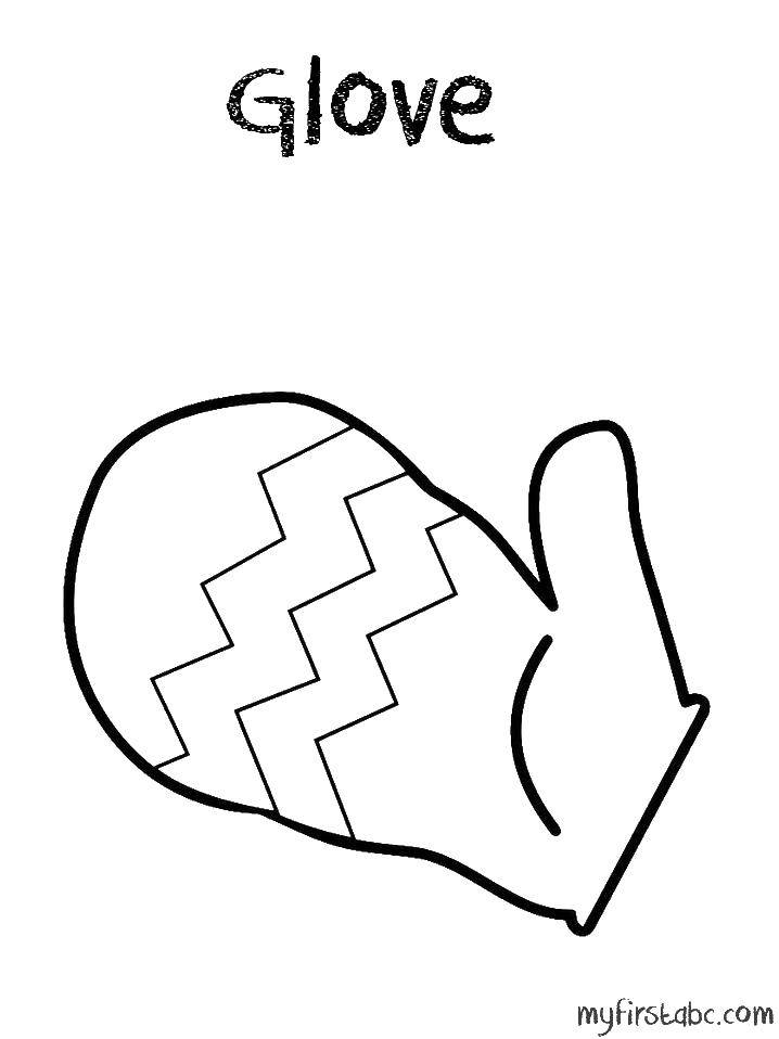 Coloring Mitten. Category The contour of the hands and palms to cut. Tags:  mitten, glove, finger.