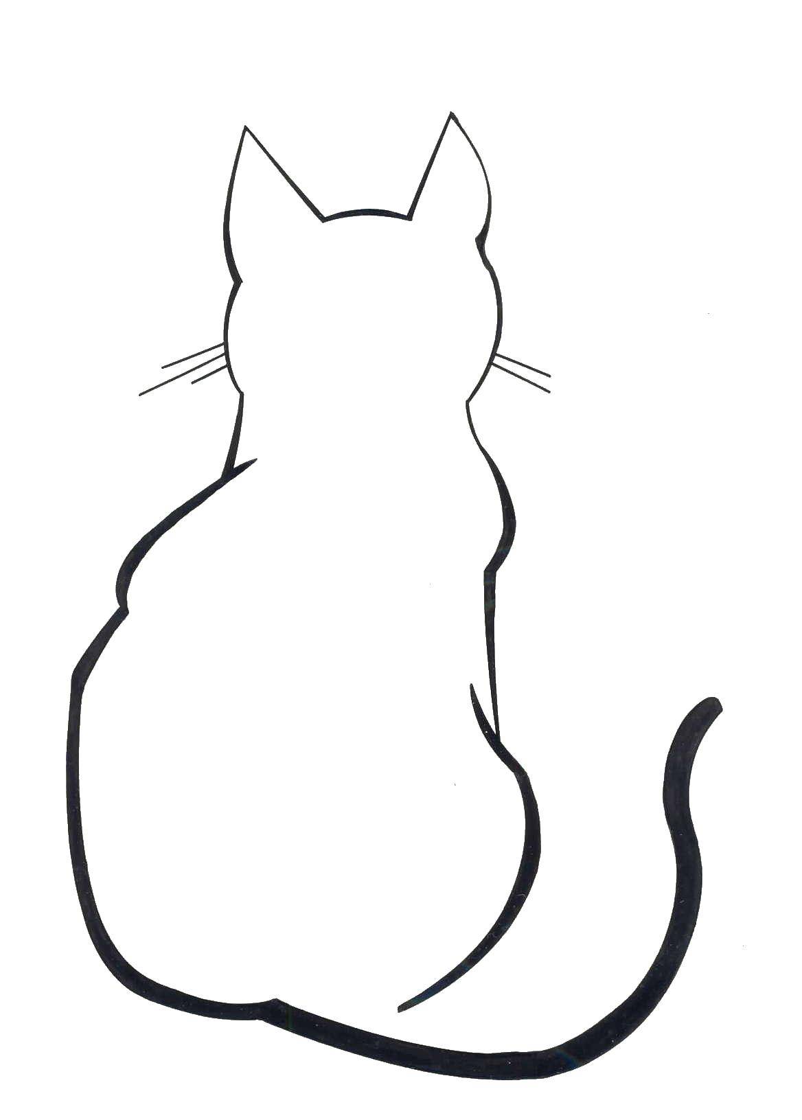 Название: Раскраска Контур кошки. Категория: Контур кошки для вырезания. Теги: контур, кошка, хвост.