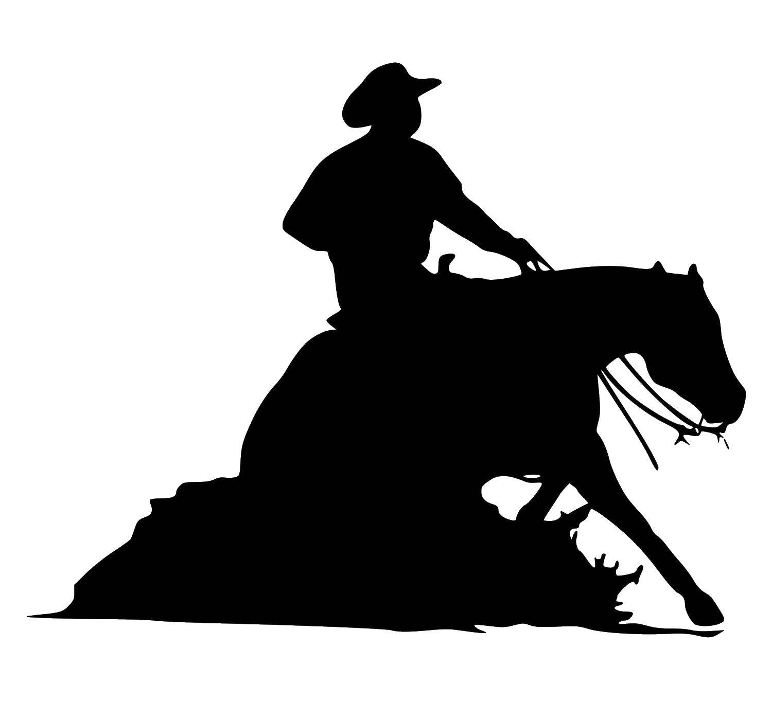 Coloring The outline of a cowboy on a horse. Category the contours of the horse. Tags:  Contour, horse.