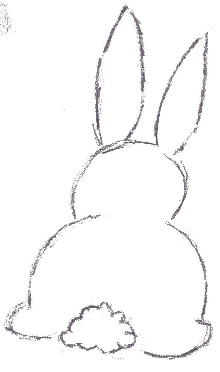 Название: Раскраска Контур зайчика. Категория: Контур зайца для вырезания. Теги: заяц, контур, хвостик.