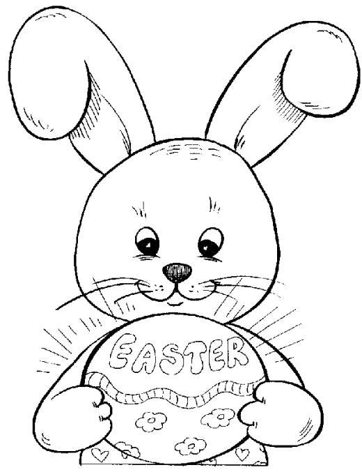 Название: Раскраска Пасхальный кролик на пасху. Категория: пасха. Теги: Пасха, яйца, узоры, кролик.