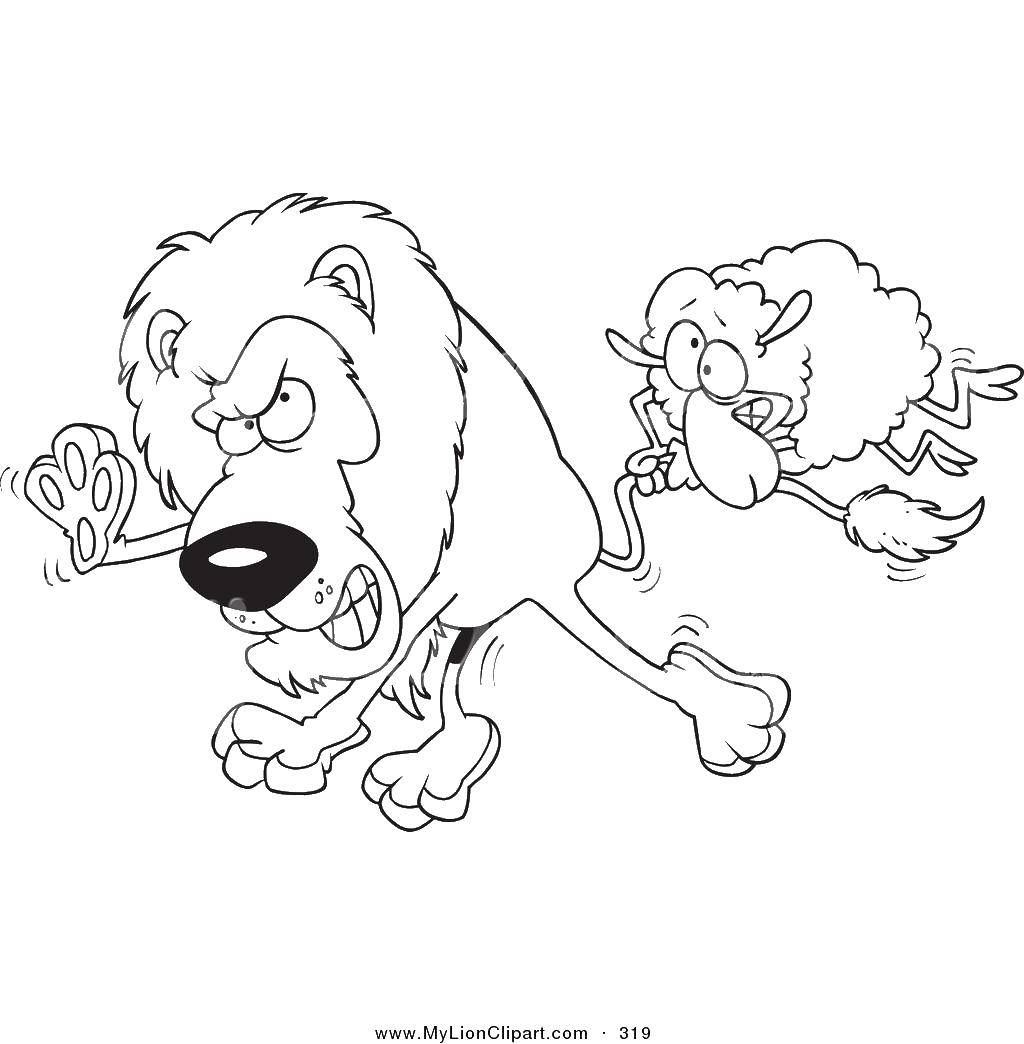Лев и собачка толстой рисунок чб
