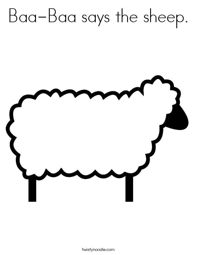 Название: Раскраска Овечка говорит баа баа . Категория: Контур овечки для вырезания. Теги: Животные, овечка.