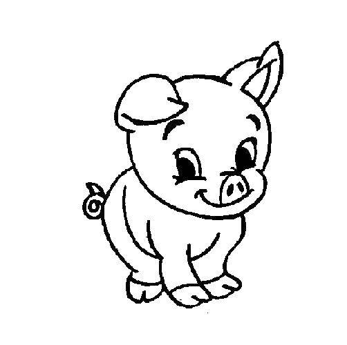 Название: Раскраска Малыш свин. Категория: Контур свиньи для вырезания. Теги: Животные, свинка.