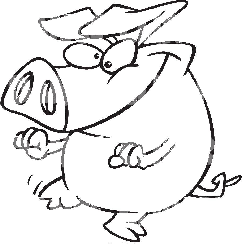 Coloring Pig dancing. Category The outline of a pig to cut. Tags:  pig, dancing.