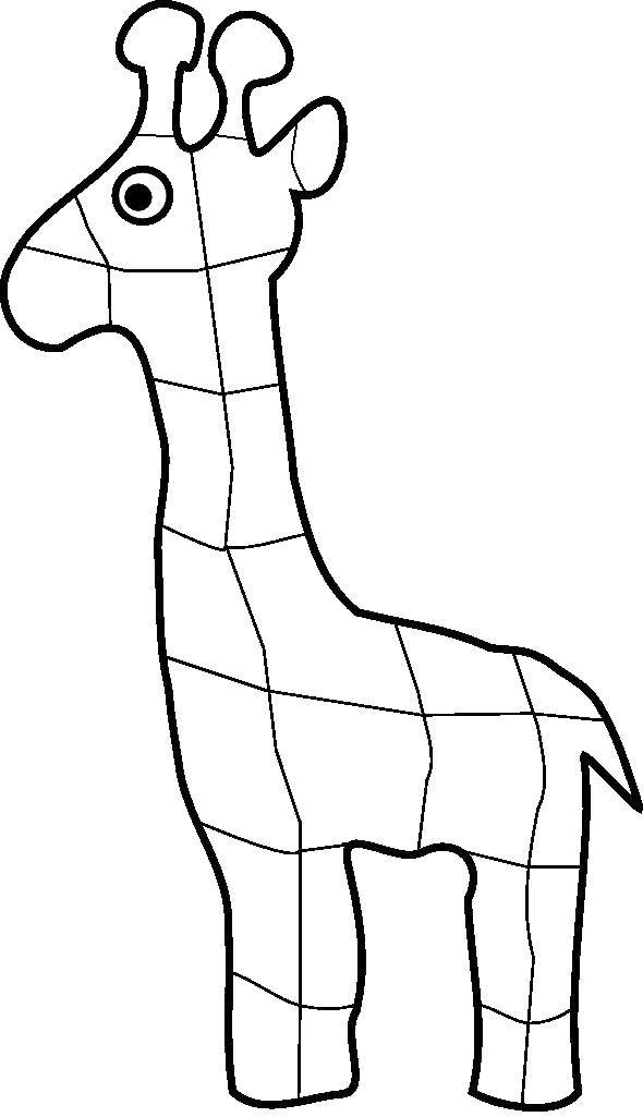 Название: Раскраска Жираф в клетку. Категория: Контур жирафа для вырезания. Теги: жираф, животные.