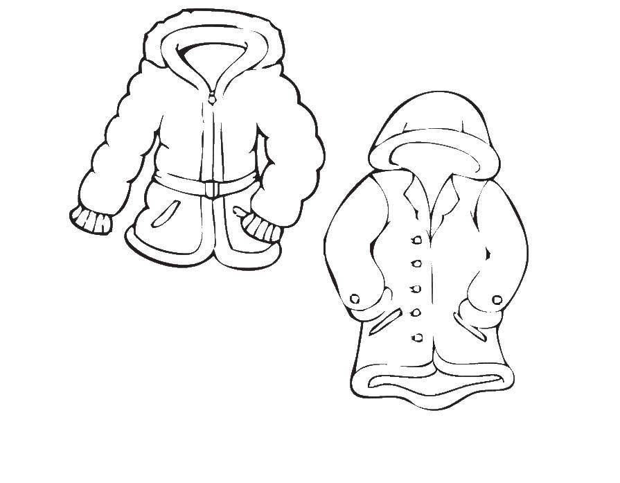 Название: Раскраска Зимняя верхняя одежда. Категория: одежда. Теги: Одежда, зима, куртка, дубленка.