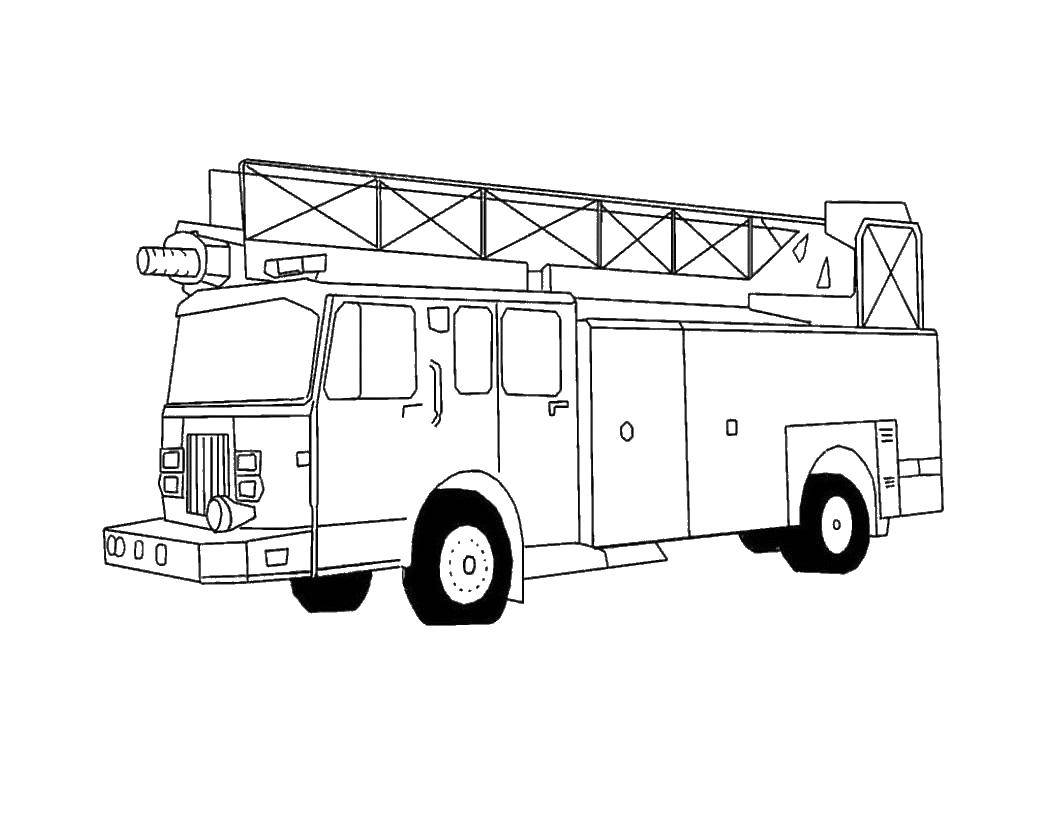 Coloring Fire truck with wheels. Category Fire. Tags:  fire truck.