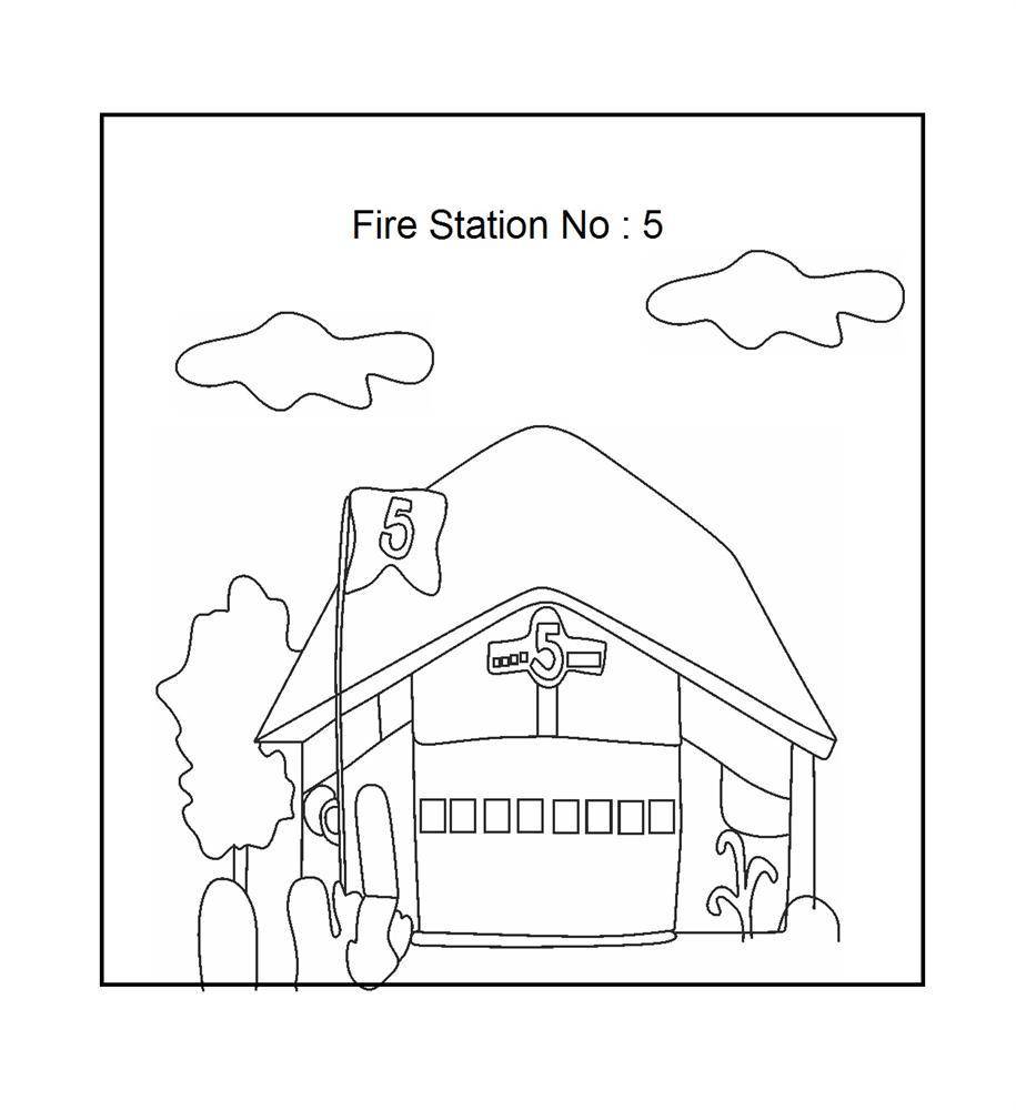 Название: Раскраска Пожарная станция. Категория: Огонь. Теги: пожарная станция, флаг.
