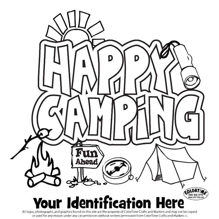 Coloring Happy trip. Category Camping. Tags:  leisure, nature, Hiking.